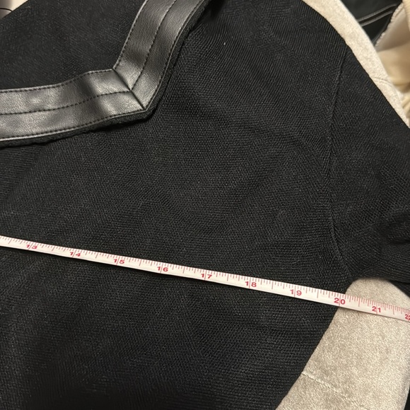 Sioni Black Sweater Blazer with Faux Leather Trim, new - Picture 9 of 10
